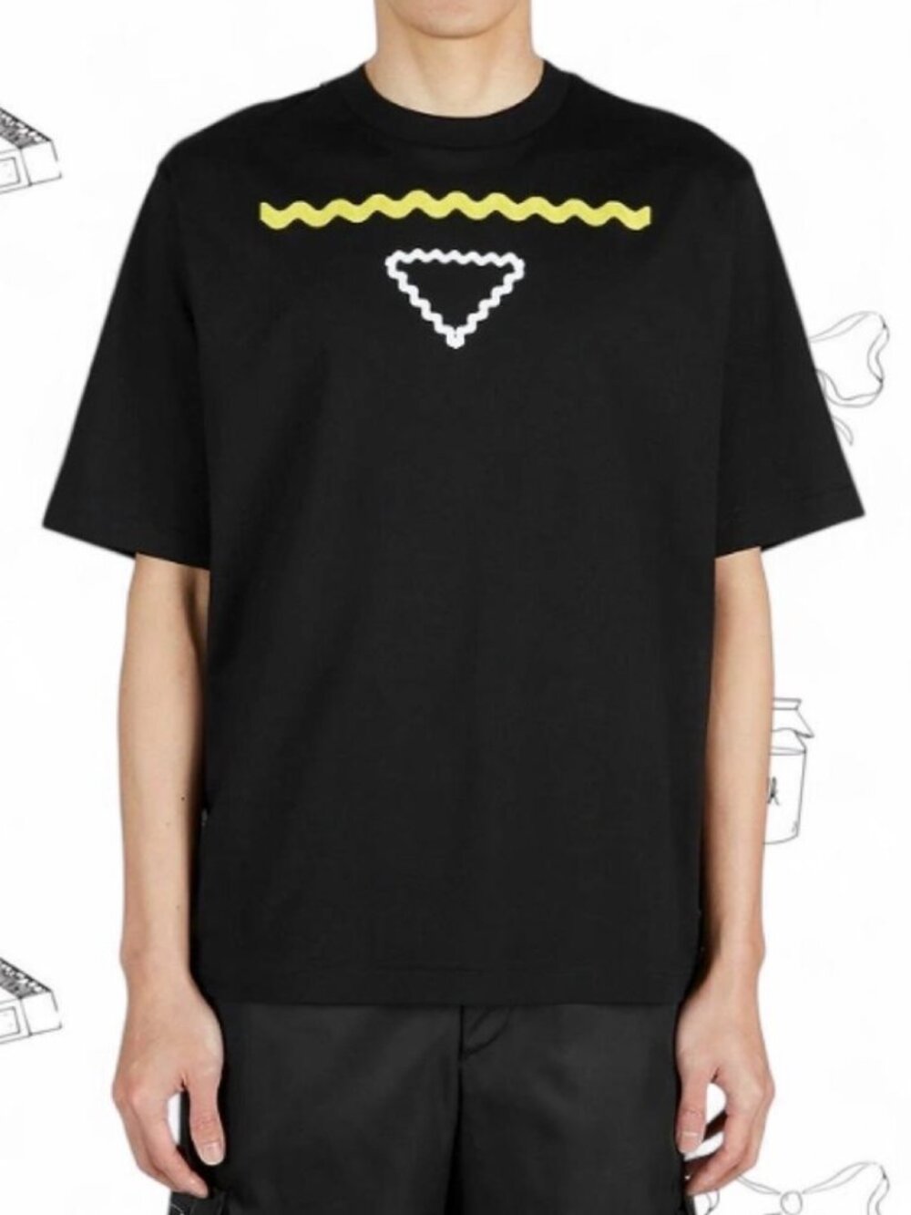 Mens Prada SS23 Black Graphic Short Sleeve T-Shirt SZ M